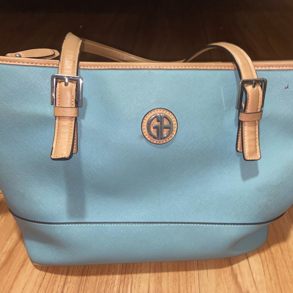 Blue Giani Bernini Saffiano Tote Bag Purse